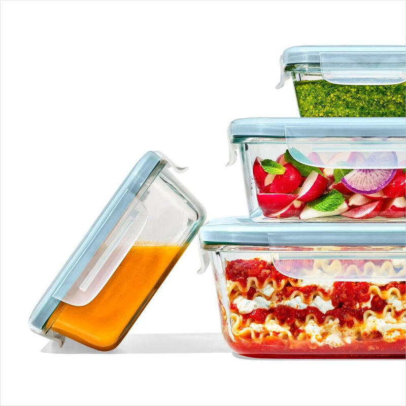 Oxo - Smart Seal 1.6-Cup Glass Rectangle Container - Arctic Blue