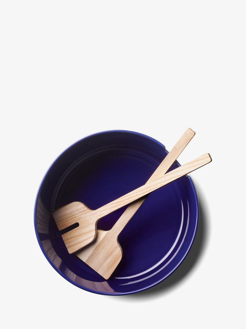 LSA - Collective - Salad Bowl with Ash Wood Servers - detail or setting view