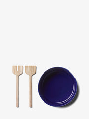 LSA - Collective - Salad Bowl with Ash Wood Servers - detail or setting view