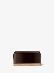 LSA - Collective - Butter Dish with Ash Wood Lid - Mocha - detail or setting view