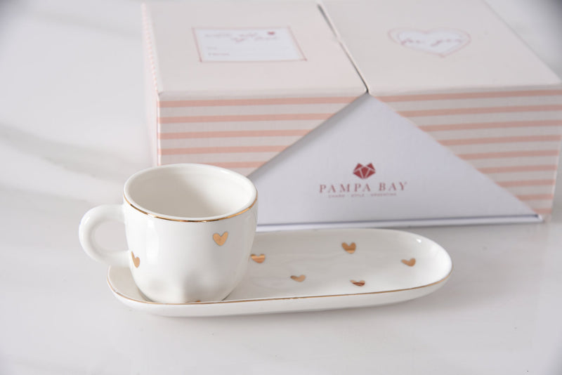 Pampa Bay - Heart to Heart Espresso Cup & Saucer X2 Home & Kitchen