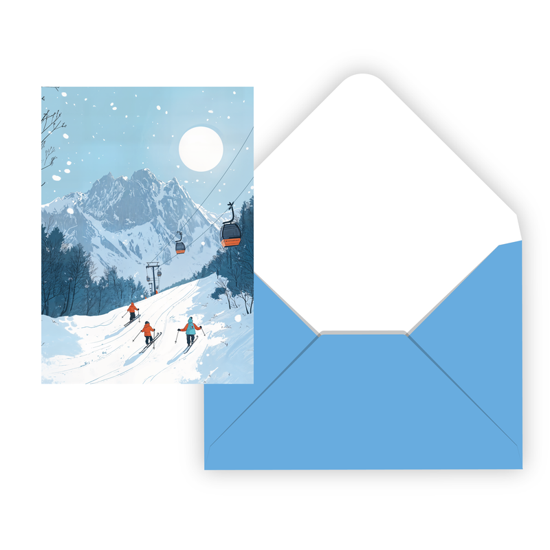 PBI - HOLIDAY - Moonlight Ski Greeting Card | 6.2 × 4.5 in / 15.7 × 11.4 cm