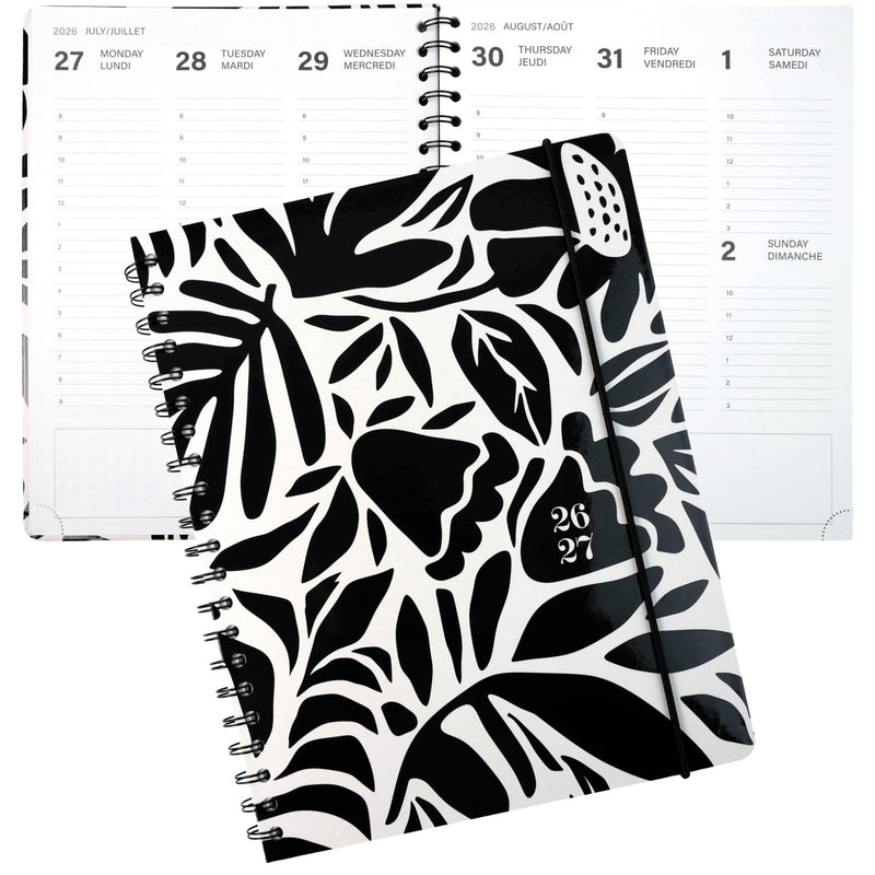 PBI - ACADEMIC AGENDA 2026 - 2027 - LARGE 1W/2P - BLACK FLOWERS Office Supplies
