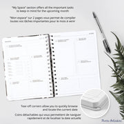 PBI - ACADEMIC AGENDA 2026 - 2027 - MEDIUM 1W/2P - BLACK AND WHITE FLOWERS Office Supplies