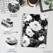 PBI - ACADEMIC AGENDA 2026 - 2027 - MEDIUM 1W/2P - BLACK AND WHITE FLOWERS Office Supplies