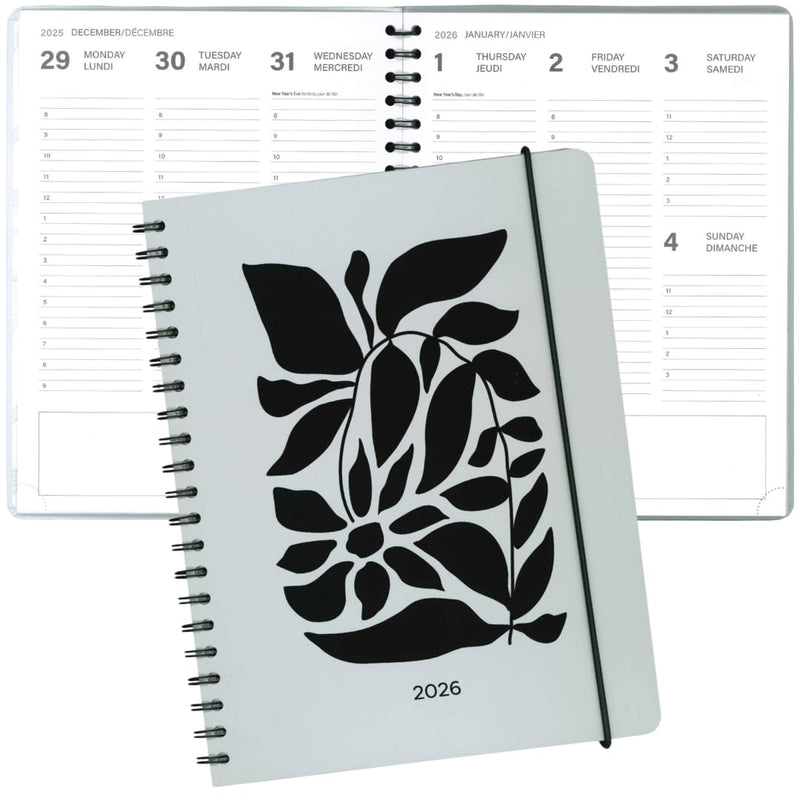 PBI - ANNUAL AGENDA 2026 - LARGE 1W/2P - BLACK FLOWERS Games & Toys