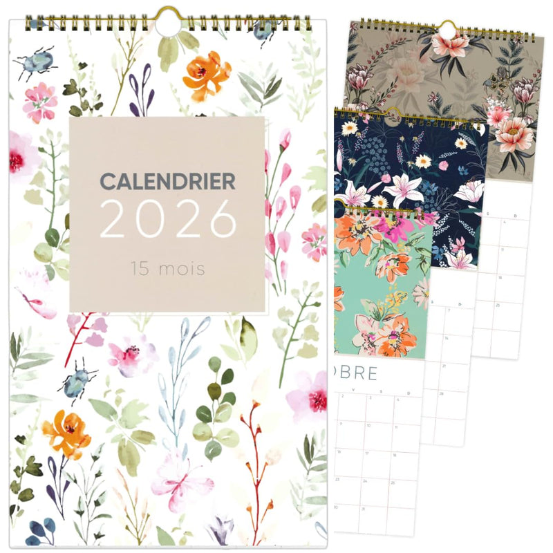PBI - CALENDRIER 15 MOIS - 2026 - FLEURS CLASSIQUES Games & Toys