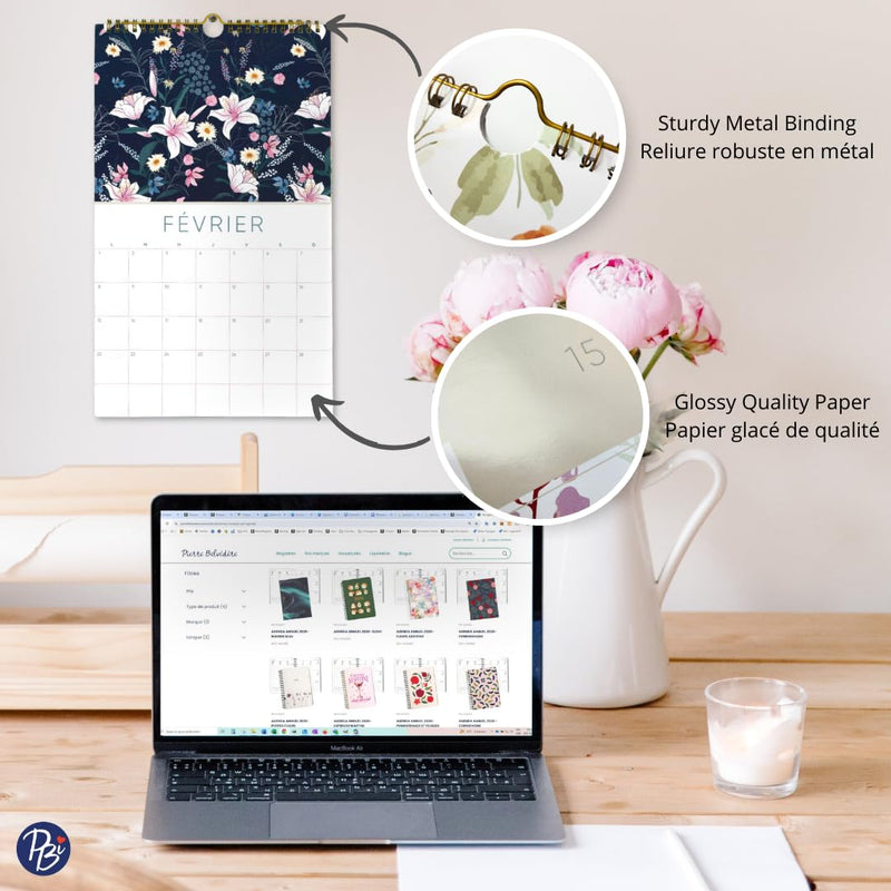 PBI - CALENDRIER 15 MOIS - 2026 - FLEURS CLASSIQUES Games & Toys