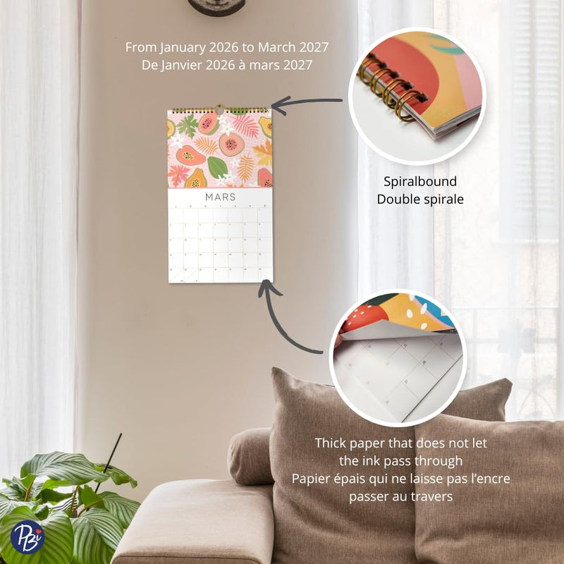 PBI - CALENDRIER 15 MOIS - 2026 - PAPAYE ET POMEGRENADE Games & Toys
