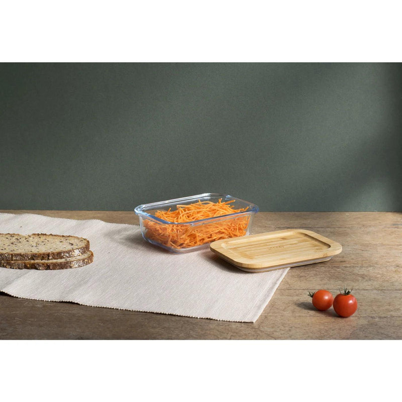 Pebbly - Rect Container W/Bamboo Lid Home & Kitchen 650ml/21oz