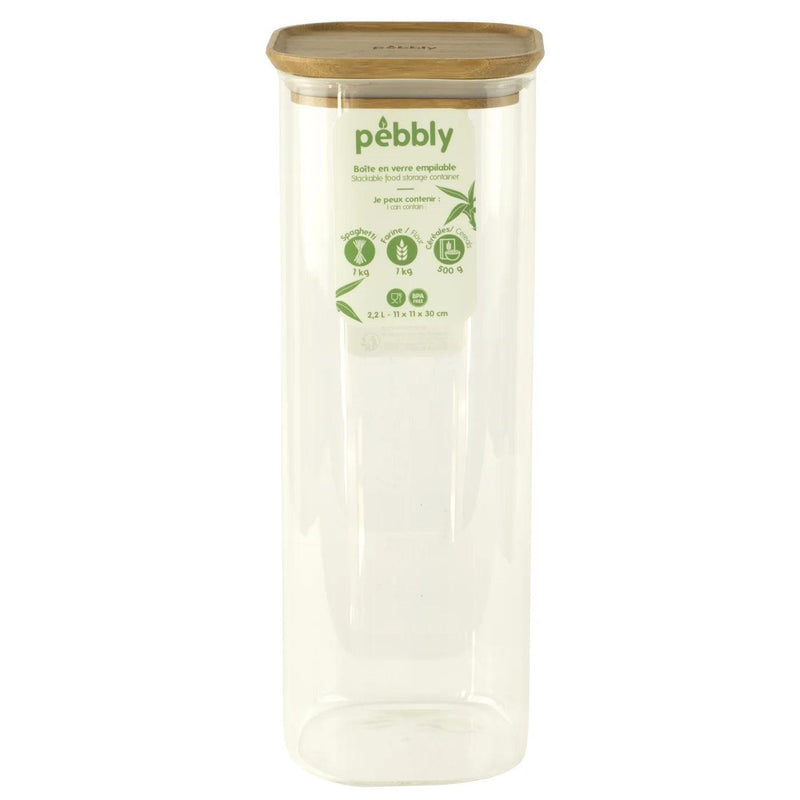 Pebbly - Square Pantry Jar Home & Kitchen 11cm