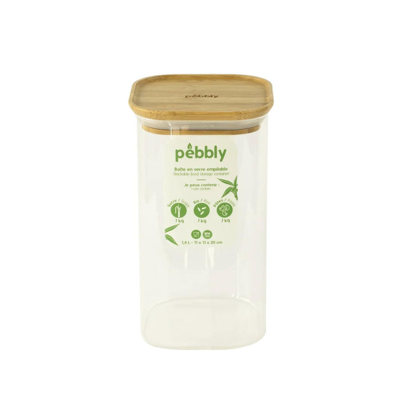 Pebbly - Square Pantry Jar Home & Kitchen 11cm