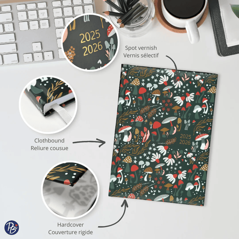 Pierre Belvedere - ACADEMIC AGENDA 2025 - 2026 - MEDIUM - MUSHROOM Office Supplies