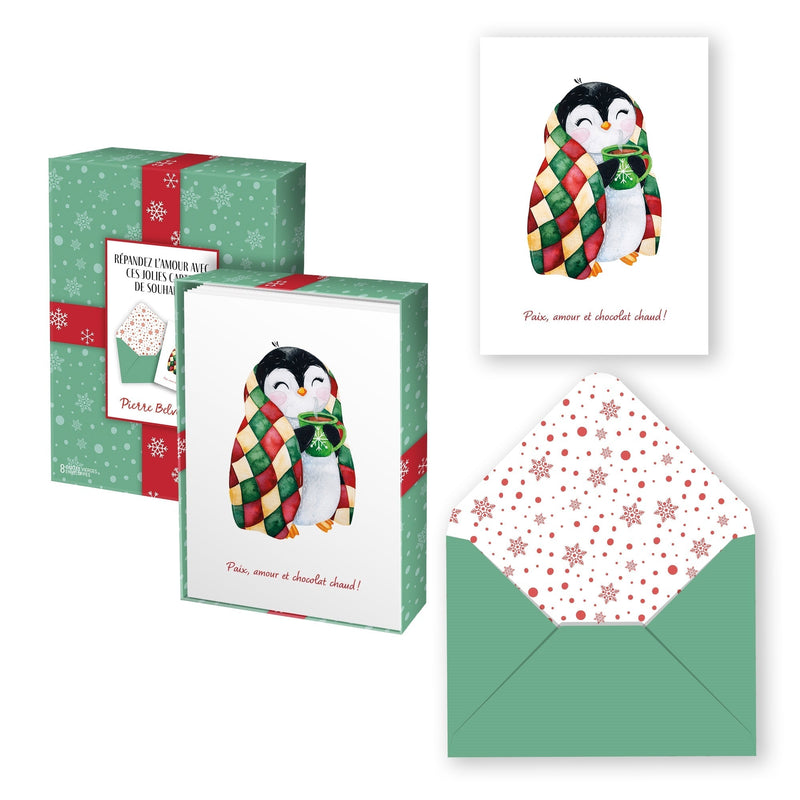 Pierre Belvedere - Carte Noel ENS. / 8 Pingouin Arts & Crafts