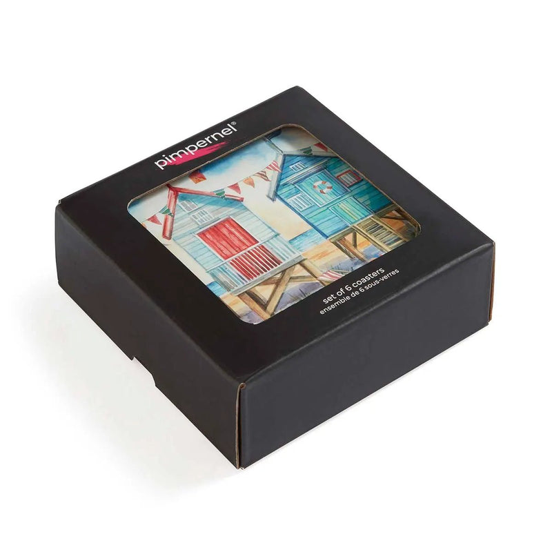 Pimpernel - BEACH HUTS COASTERS S/6 Home & Kitchen