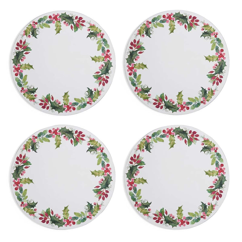 Pimpernel Botanic Garden Christmas Holly round coasters, set of 4