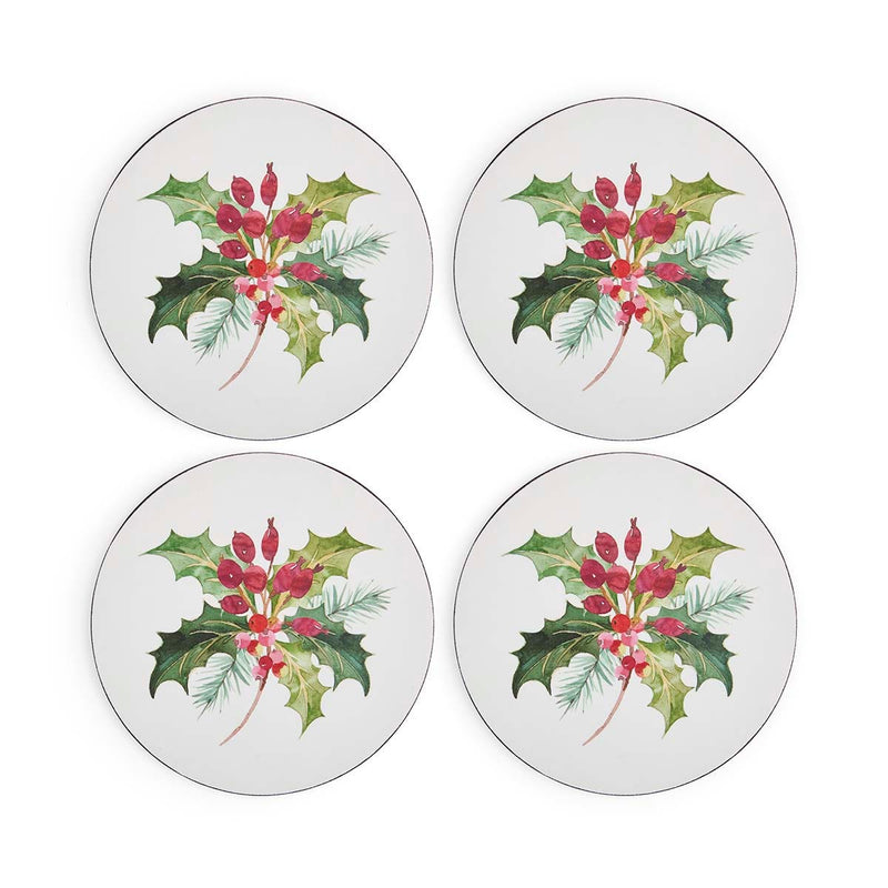 Pimpernel Botanic Garden Christmas Holly round placemats, set of 4