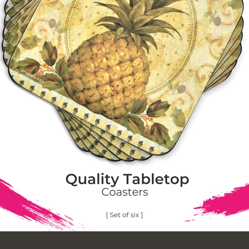 Pimpernel - Golden Pineapple Coasters (Set of 6) | 4 x 4 in Home & Kitchen