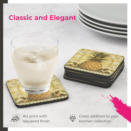 Pimpernel - Golden Pineapple Coasters (Set of 6) | 4 x 4 in Home & Kitchen