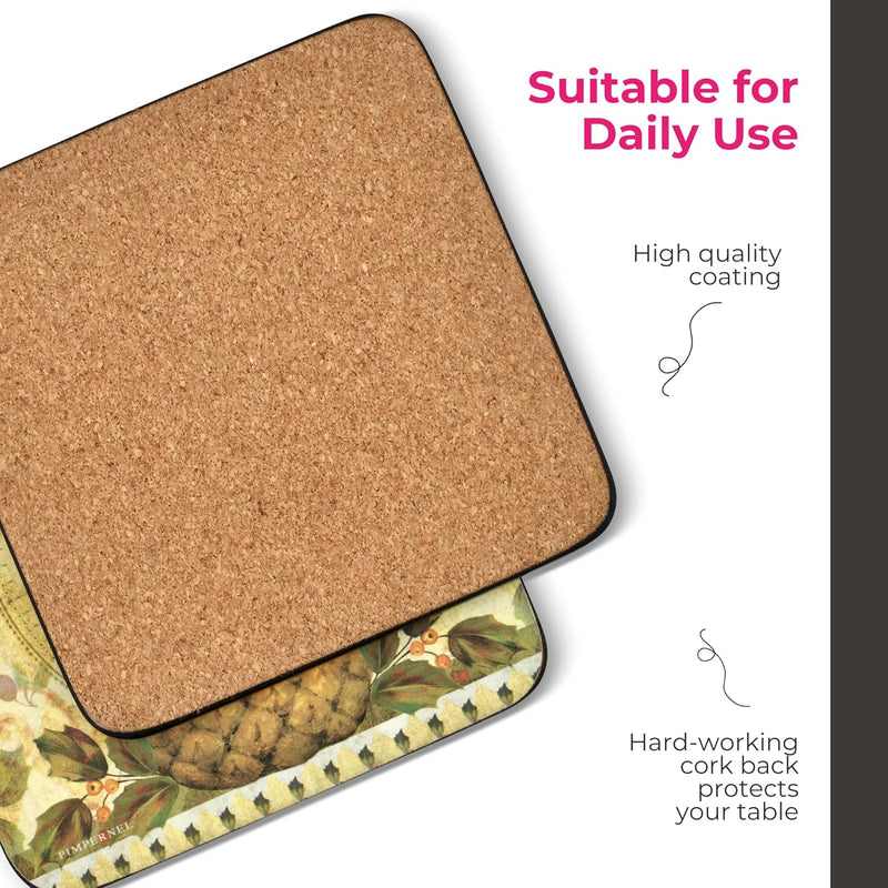 Pimpernel - Golden Pineapple Coasters (Set of 6) | 4 x 4 in Home & Kitchen