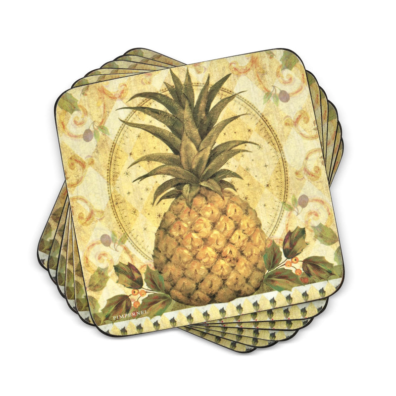 Pimpernel - Golden Pineapple Coasters (Set of 6) | 4 x 4 in Home & Kitchen