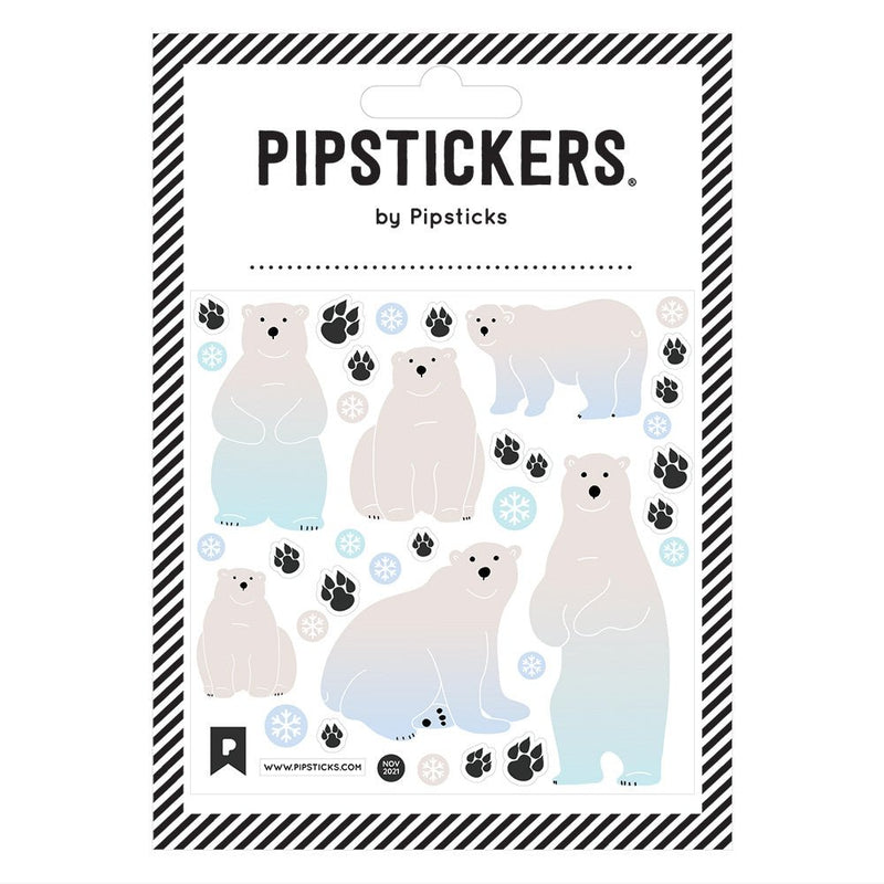 PIPSTICKERS - Fuzzy Polar Bears (4"x4") Arts & Entertainment