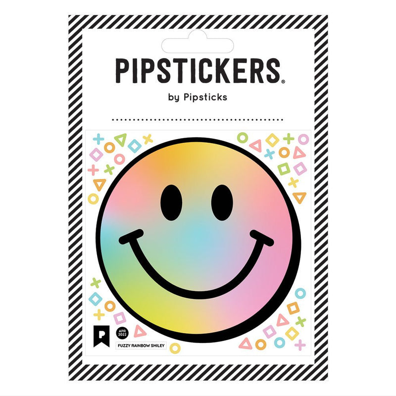 PIPSTICKERS - Fuzzy Rainbow Smiley (4"x4") Arts & Entertainment