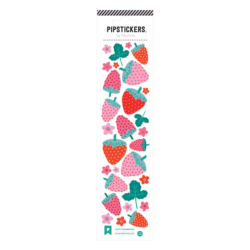PIPSTICKERS - Fuzzy Strawberries (2"x8") Arts & Entertainment