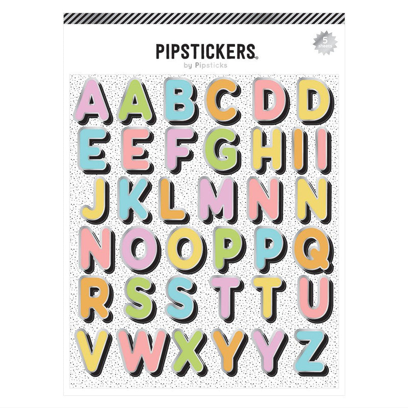 PIPSTICKERS - Pastel Party Big Alphabet (5ct) Arts & Entertainment