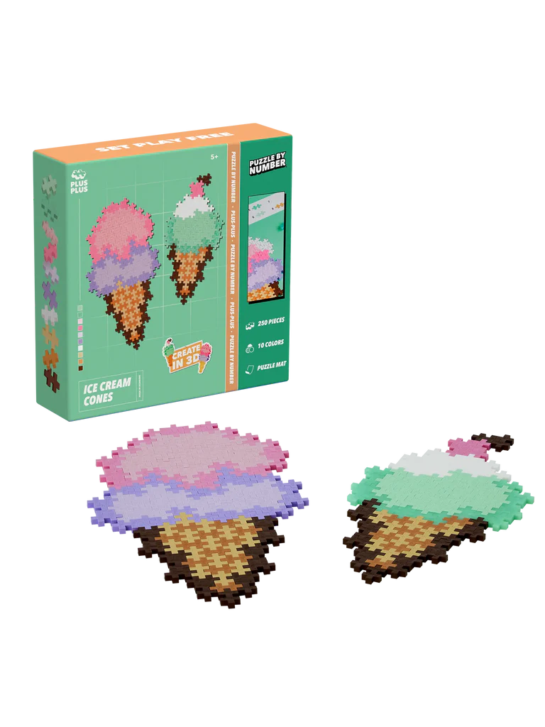 Plus - Plus - PUZZLE BY NUMBER - ICE CREAM CONES - 250pcs Toys & Games