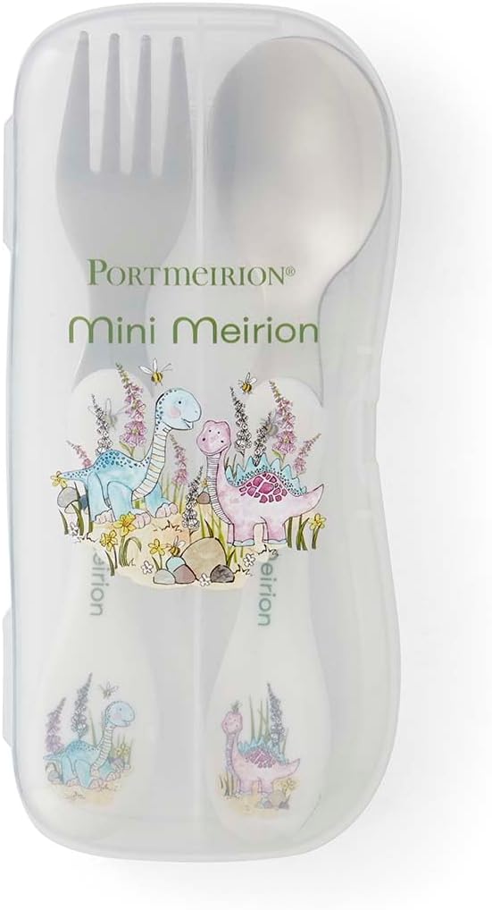 Portmeirion - 2 - Piece Cutlery Set & Case - Dinosaur - Mini Meirion Home & Kitchen