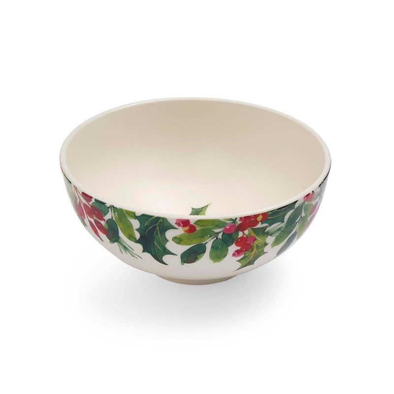 Portmeirion Botanic Garden Christmas Holly rimless bowl side view