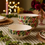 Portmeirion Botanic Garden Christmas Holly bowls in a festive table setting