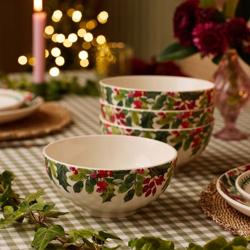 Portmeirion Botanic Garden Christmas Holly bowls in a festive table setting