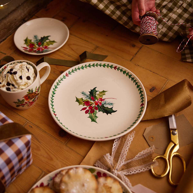 Portmeirion Botanic Garden Christmas Holly & Border salad plate lifestyle image