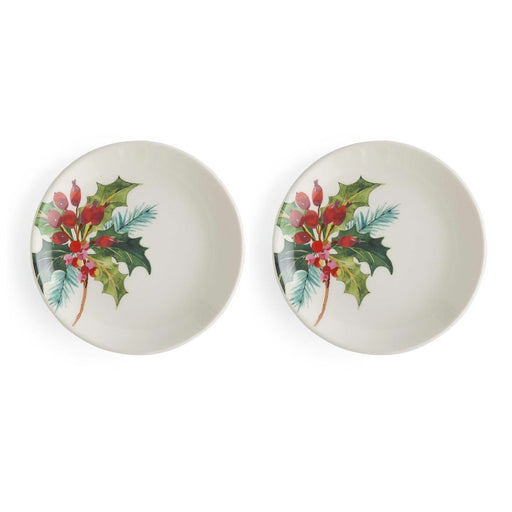 Portmeirion Botanic Garden Christmas Holly Bread Plates Set of 2