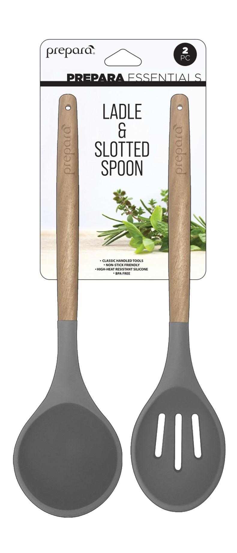 Prepara - Silicone Ladle & Slotted Spoon 2/Set Home & Kitchen Pewter Grey