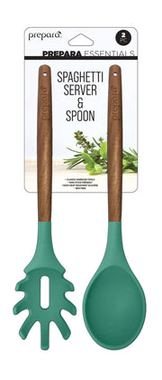 Prepara - Silicone Spaghetti & Solid Spoon Set of 2 Home & Kitchen Seafoam Green