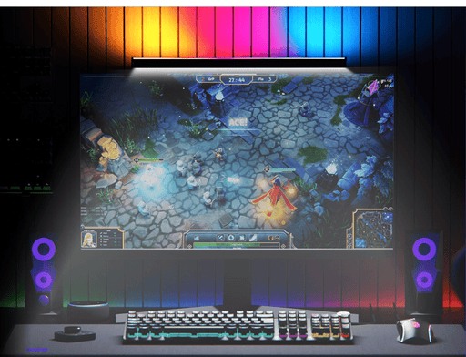 Primus - Gaming Monitor Light Bar Smart Wifi 2 Light Systems White & RGBIC Music Sync Mode Built in Mic Customize Via App Google/Alexa/Siri Compatible 10W 176 Lumens Electronics
