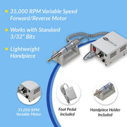 Medicool - Pro Power 35K Professional Nail Drill | 35,000 RPM – Filing system and foot pedal features