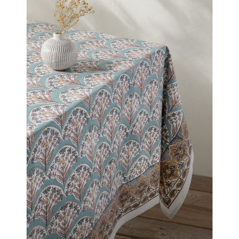 Heirloom - Bouquet Block Print Tablecloth 60 x 84 inch - lifestyle