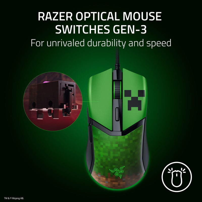 Razer - Cobra Gaming Mouse 6 - Button RGB - Minecraft Edition Electronics