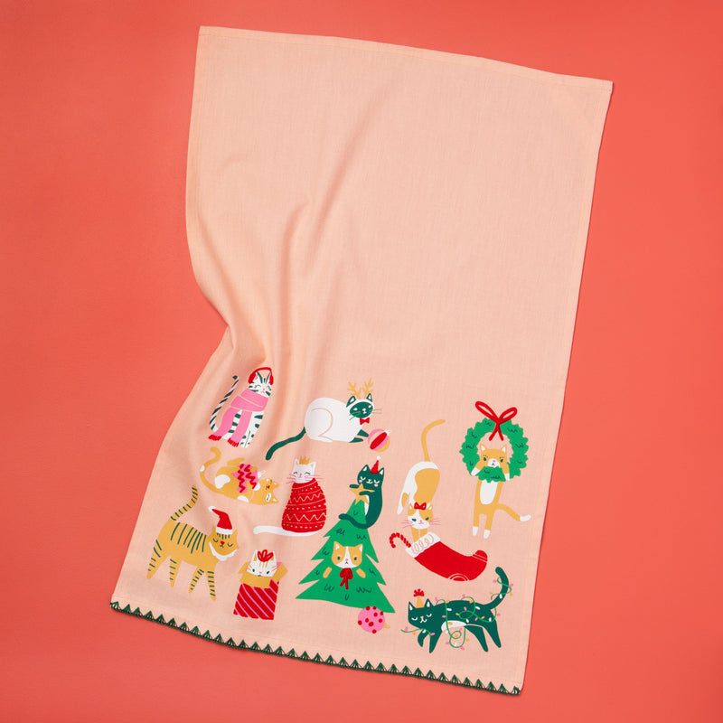 Jubilee - Let it Meow Christmas Dishtowel - lifestyle
