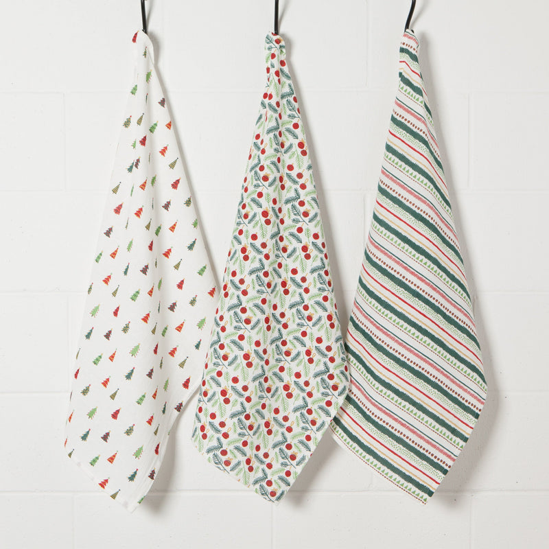 Now Designs - Merry And Bright Baker's Floursack Dishtowels Set - lifestyle