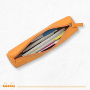Rhodia - Italian Leatherette Round Pencil Case(8.45x2in) Office Supplies Rose Smoke