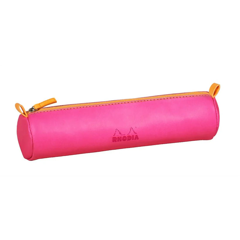 Rhodia - Italian Leatherette Round Pencil Case(8.45x2in) Office Supplies Rose Smoke