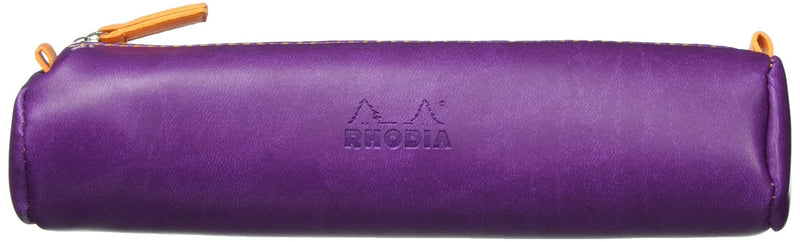 Rhodia - Italian Leatherette Round Pencil Case(8.45x2in) Office Supplies Rose Smoke