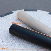 Rhodia - Italian Leatherette Round Pencil Case(8.45x2in) Office Supplies Rose Smoke