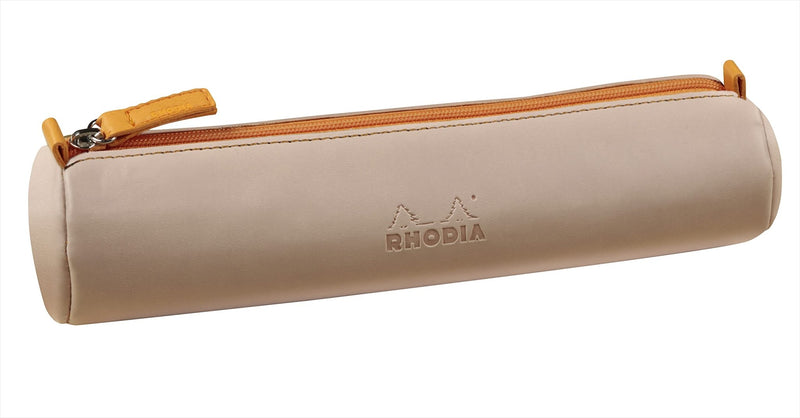 Rhodia - Italian Leatherette Round Pencil Case(8.45x2in) Office Supplies Rose Smoke