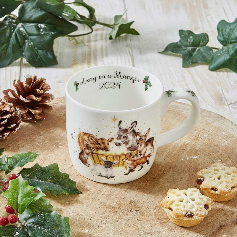 Royal Worcester - Wrendale Designs - Annual Mug 2024 - Away in a Manger | 14 oz Home & Kitchen